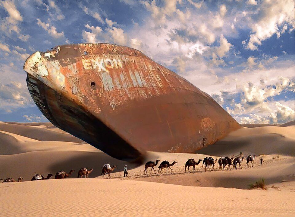 il-business-petrolifero-di-exxon-mobil-esso-nave-arenata-nel-deserto